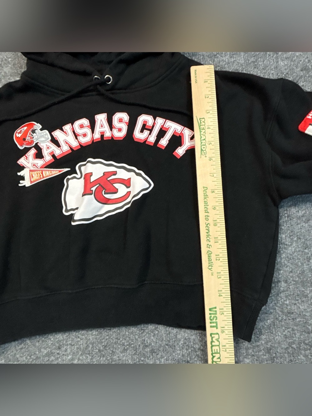 WEAR by Erin Andrews Kansas City Chiefs Cropped Hoodie Womens Small Black NFL - Picture 8 of 15